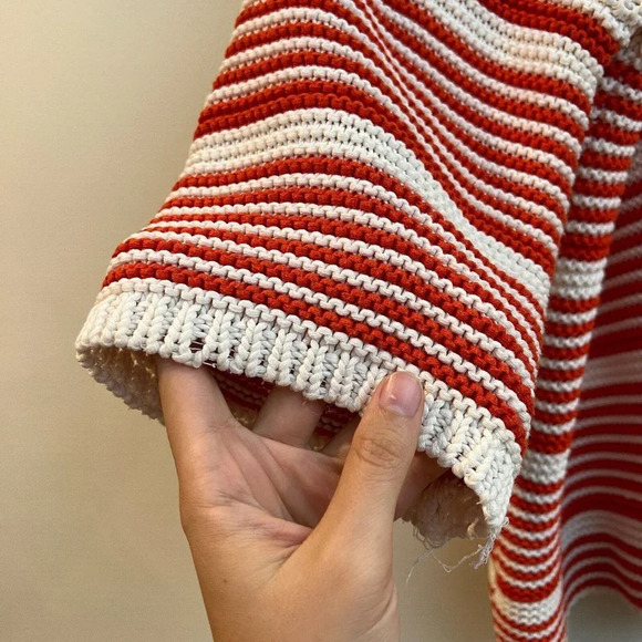 Mes Demoiselles 100% Cotton Knit Striped Wide Quarter Sleeve Pullover Sweater TU - Picture 6 of 12